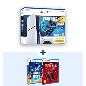 Playstation 5 Slim 1TB + Fortnite Chaos + Astro Bot - PS5 + Marvel s Spider-Man 2 Standard Ed - PS5