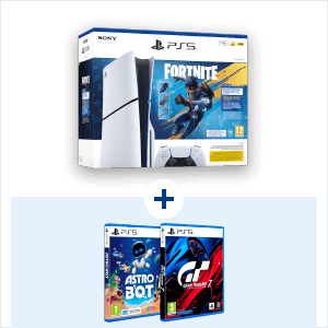 Playstation 5 Slim 1TB + Fortnite Chaos + Astro Bot - PS5 + Gran Turismo 7 Standard Edition