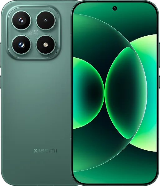 Το XIAOMI 17 5G ενεργειακής κλάσης Α, σε πράσινο χρώμα, με ορατή την πίσω και την μπροστινή οθόνη.