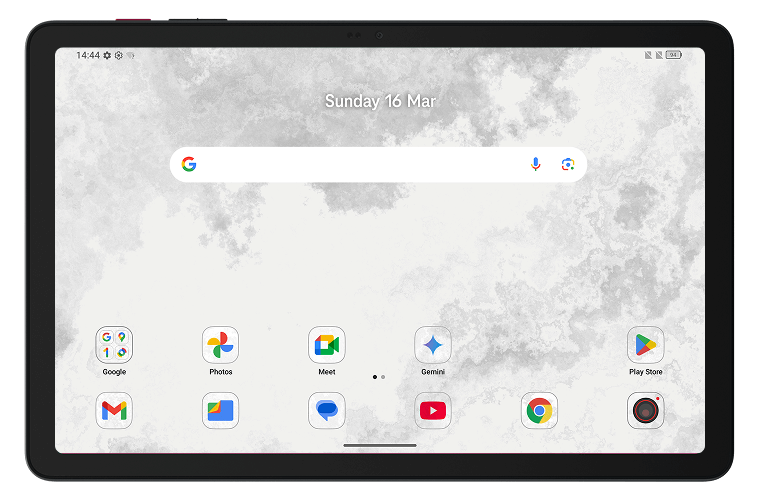 Η οθόνη ενός tablet στη λειτουργία 'Color paper'. Η οθόνη έχει μια απαλή, παστέλ υφή που μοιάζει με χαρτί, ενώ τα εικονίδια παραμένουν έγχρωμα.  