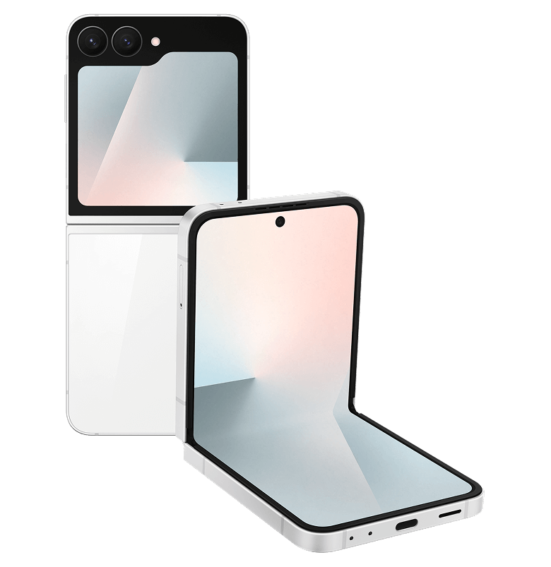 Galaxy Z Flip7 FE κινητό σε λευκό χρώμα