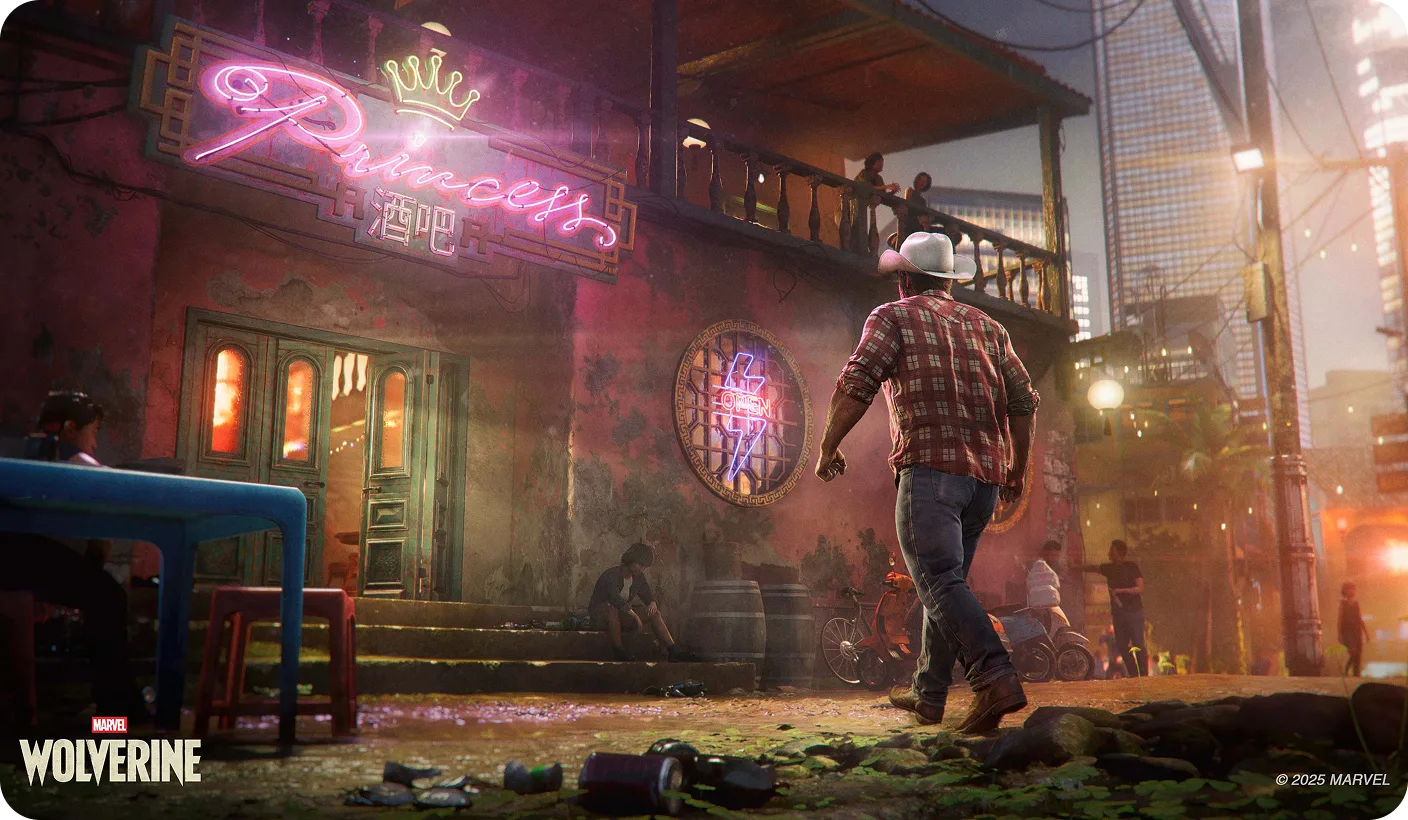 Ο Λόγκαν, με καρό πουκάμισο, περπατάει σε έναν δρόμο τη νύχτα, απομακρυνόμενος από ένα μπαρ με νέον επιγραφή.