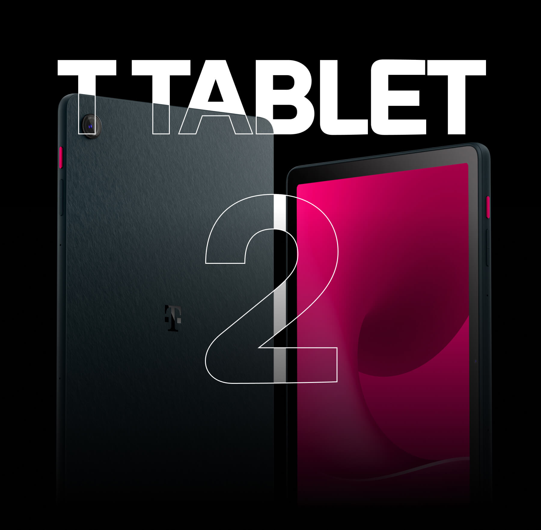 Καλλιτεχνική εικόνα του T Tablet 2. Δείχνει τη σκούρα πλάτη και τη φωτισμένη οθόνη της συσκευής, με τον αριθμό 2 να δεσπόζει στο κέντρο της εικόνας. 