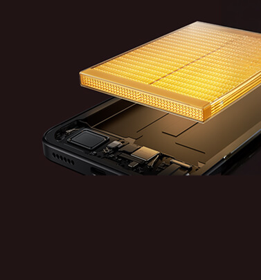 Γραφική απεικόνιση του εσωτερικού του Xiaomi 15T 5G, όπου μια μεγάλη μπαταρία τοποθετείται στη θέση της.