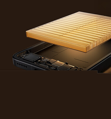 Γραφική απεικόνιση του εσωτερικού του Xiaomi 15T Pro 5G, όπου μια μεγάλη μπαταρία τοποθετείται στη θέση της.