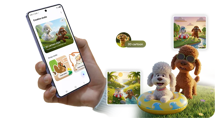 Στιγμιότυπα και sticker με AI generated cartoon σκυλιά  