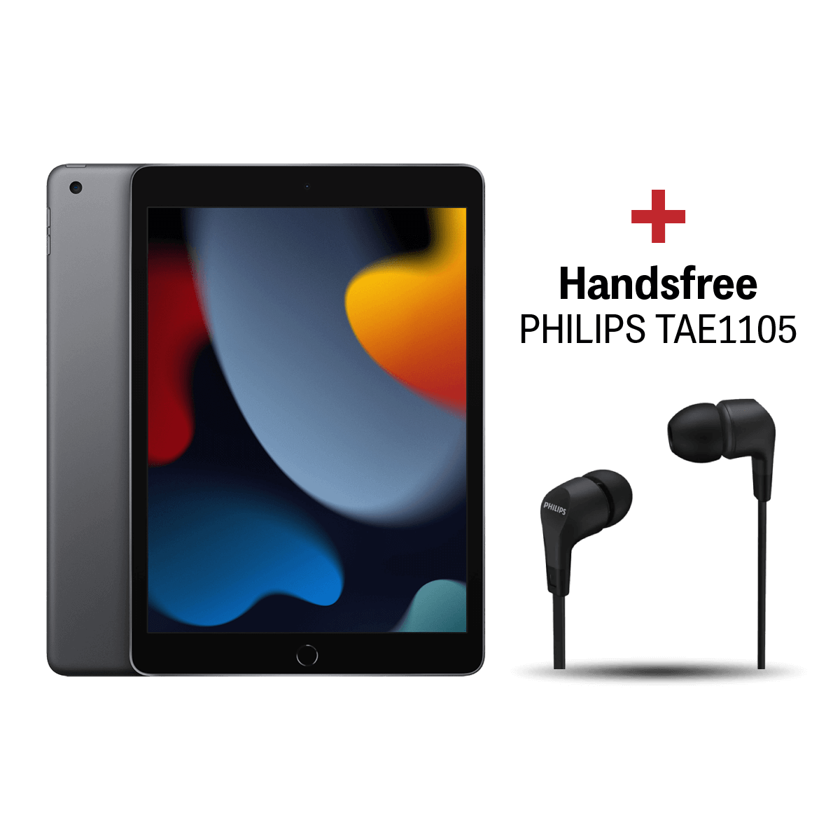 APPLE iPad 9th Gen 10.2'' Wi-Fi 64GB Γκρι + Ενσύρματα Ακουστικά Handsfree PHILIPS TAE1105 Μαύρα