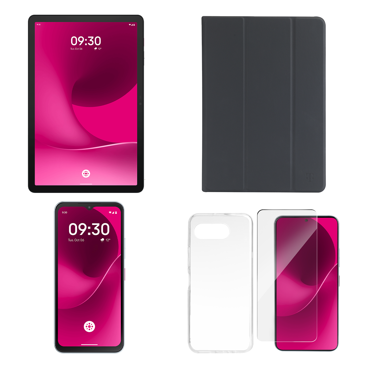T Phone 3 5G Smartphone Silver + T Tablet 2 Black + Διάφανη Θήκη + Γυαλί Προστασίας Οθόνης για T Phone 3 + Θήκη Book T Tablet 2 Slate Black
