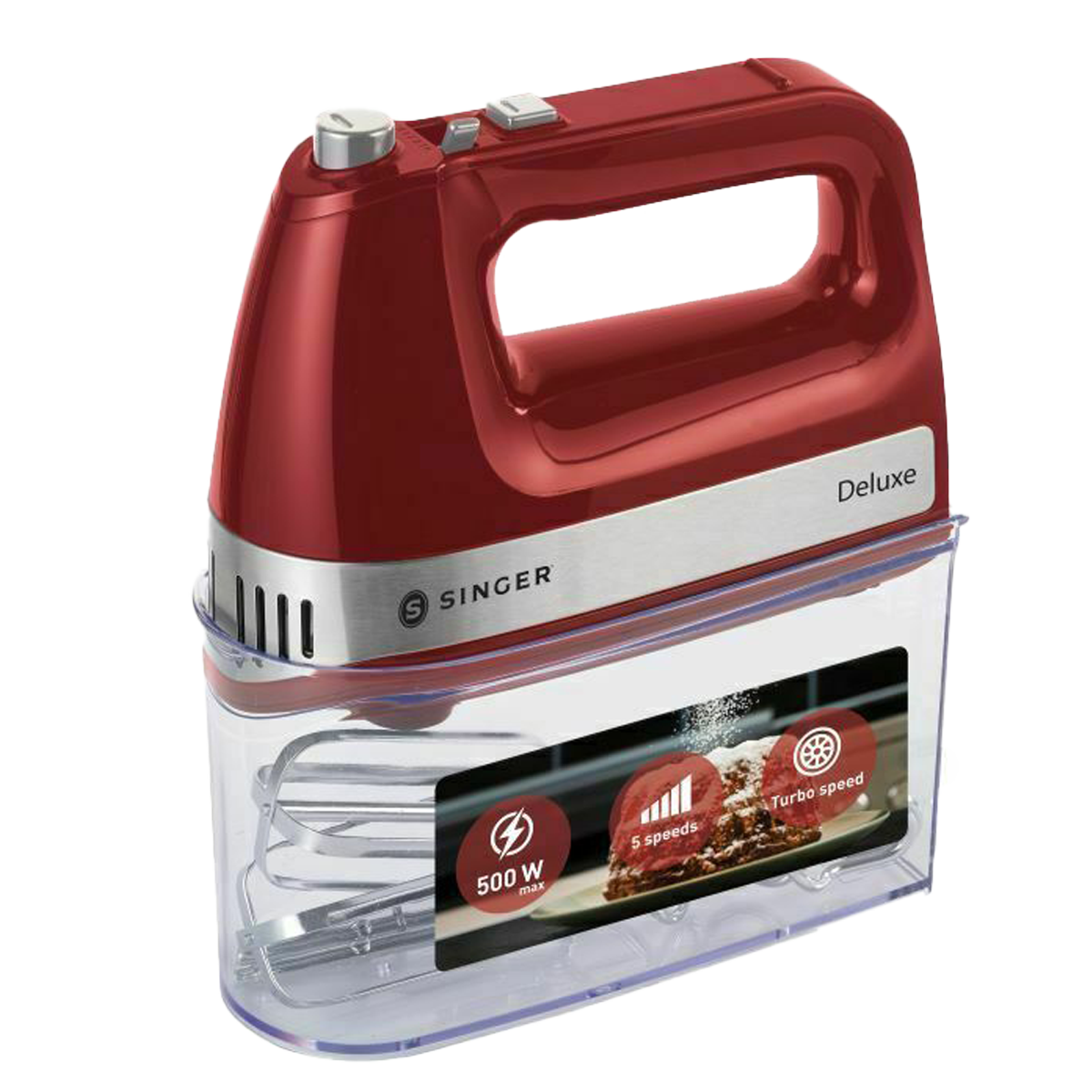 SINGER HM-500 Deluxe Μίξερ Χειρός 500W Κόκκινο - 3