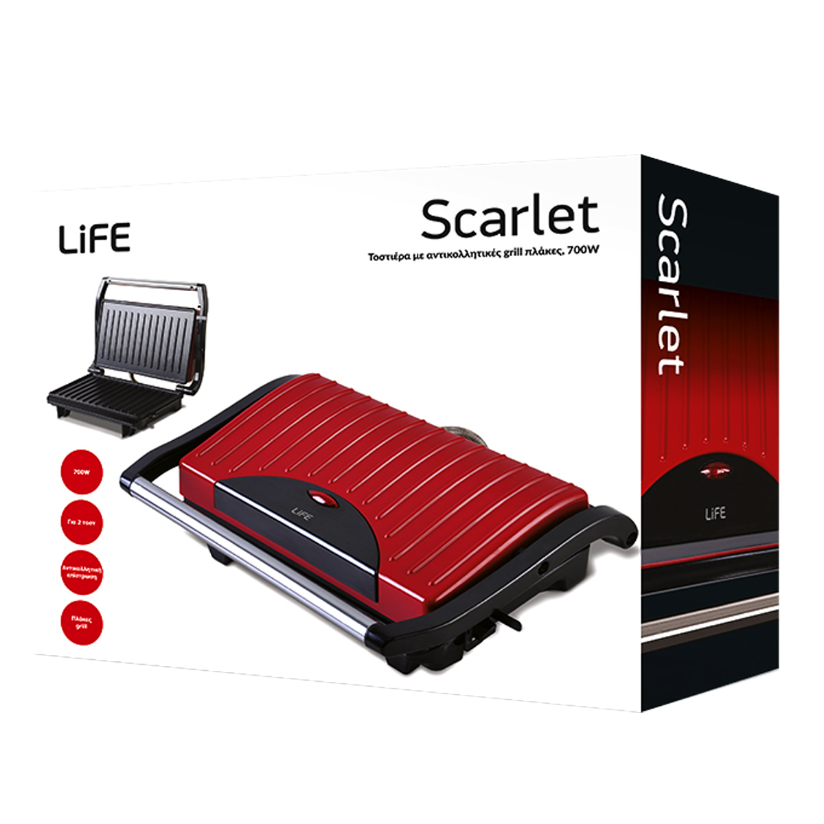 LIFE STG-101 Scarlet Τοστιέρα 700W Κόκκινο - 3