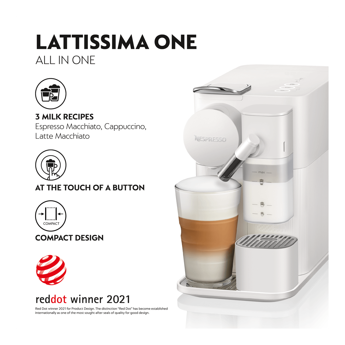 DELONGHI EN510.W Μηχανή Καφέ Nespresso Original Lattissima One Porcelain White - 7