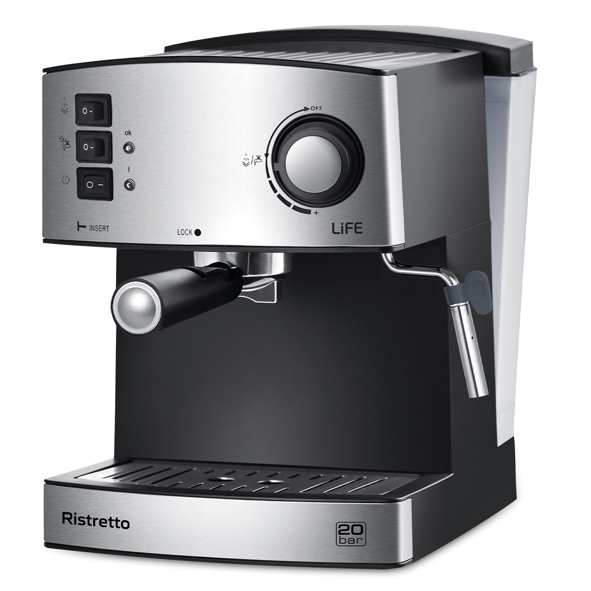 LIFE Ristretto Μηχανή Espresso 850W Ασημί - 2