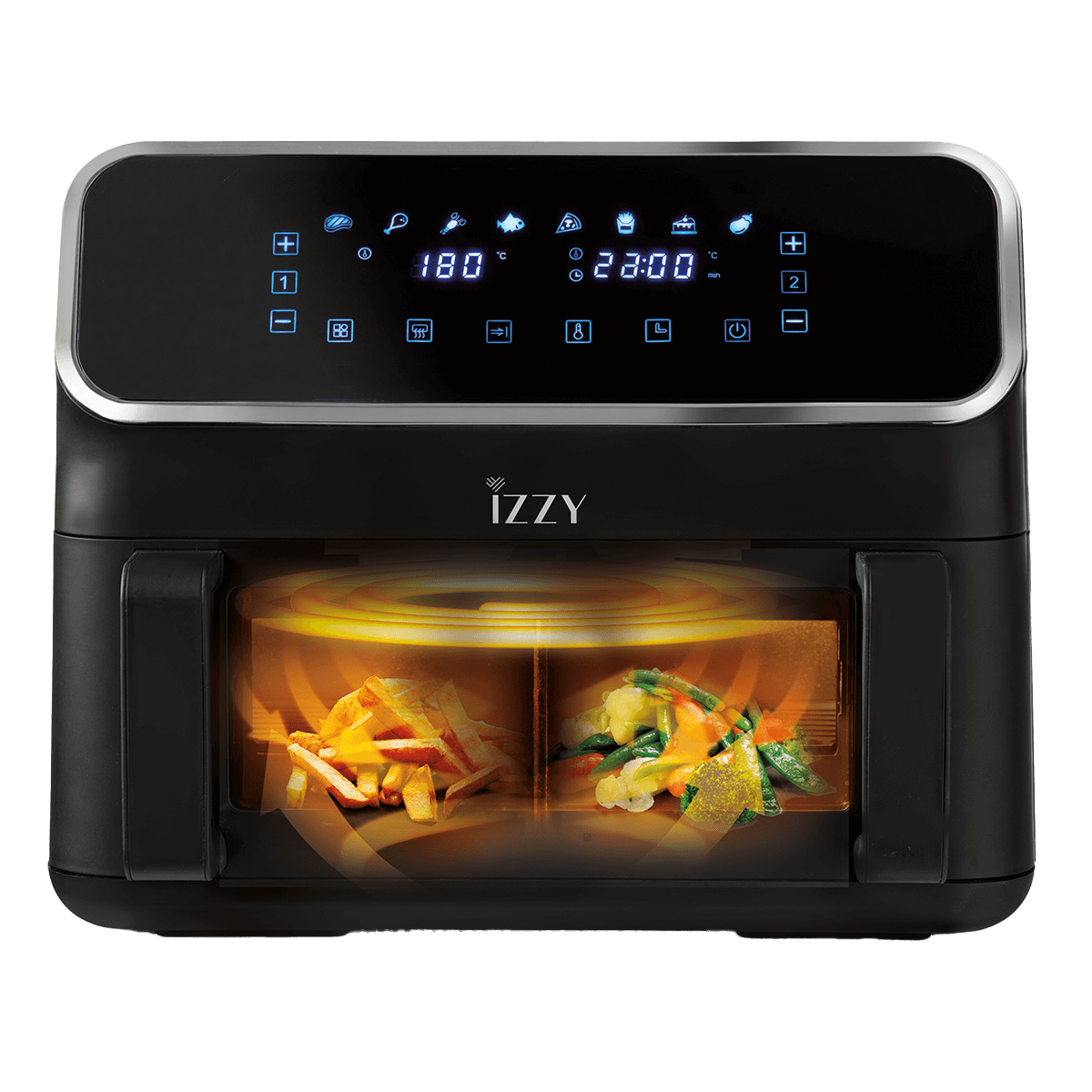 IZZY IZ-8234 Φριτέζα Αέρος με Διπλό Αποσπώμενο Κάδο 10Lt Μαύρο