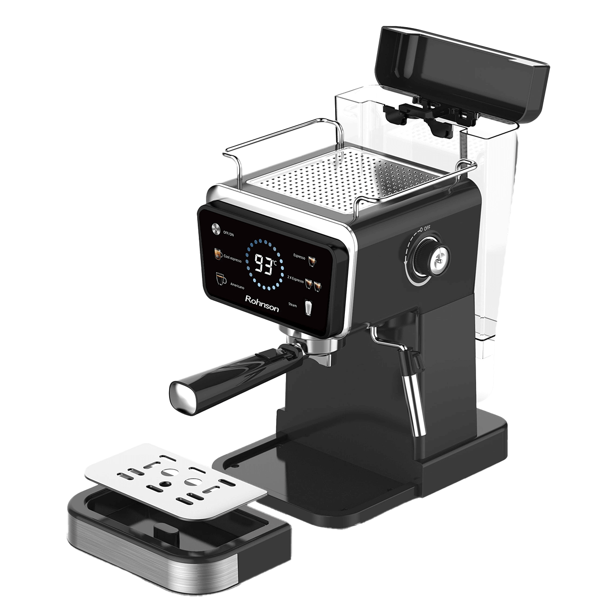 ROHNSON R-98015 Hot & Cold Μηχανή Espresso 1350W Μαύρο - 4