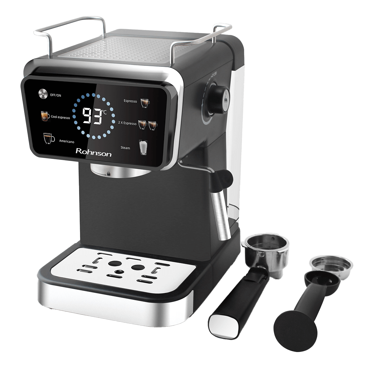 ROHNSON R-98015 Hot & Cold Μηχανή Espresso 1350W Μαύρο - 5