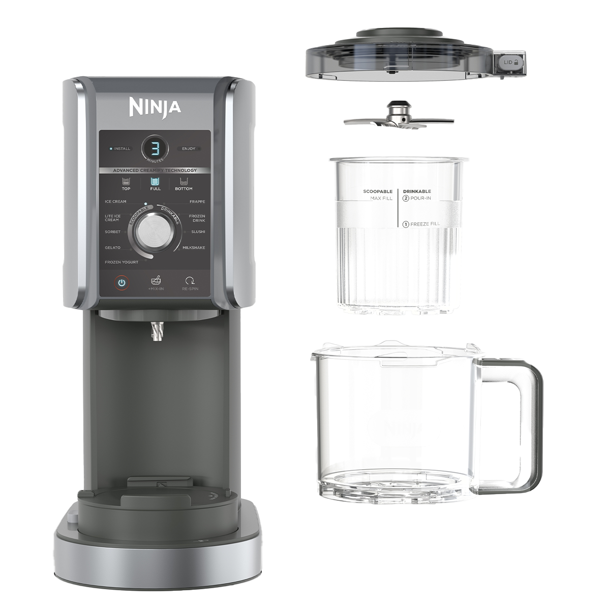 NINJA NC501EU CREAMi Deluxe Παγωτομηχανή 800W Γκρι