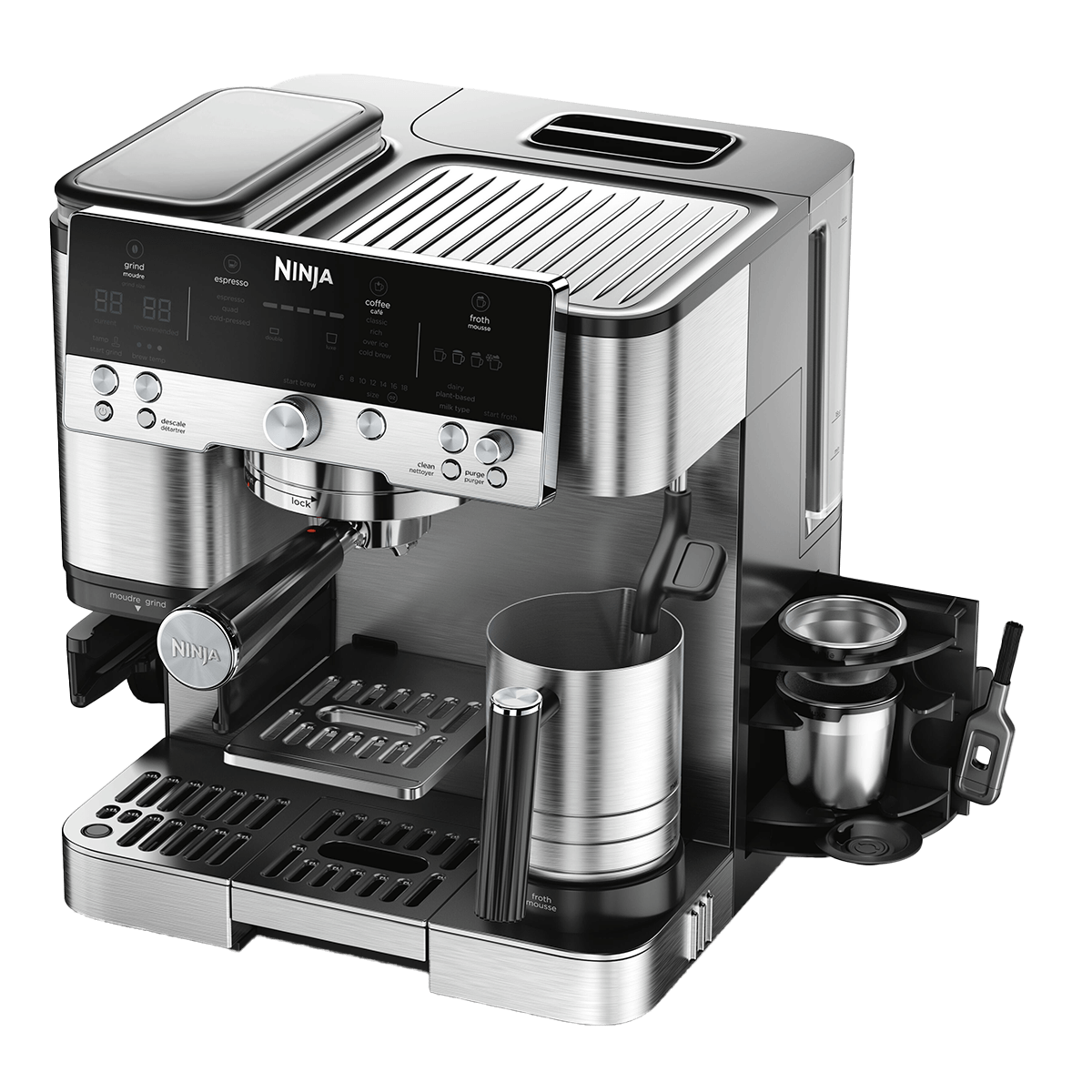 NINJA ES601EU Luxe Premier Ημιαυτόματη Μηχανή Espresso 1650W Ασημί - 5