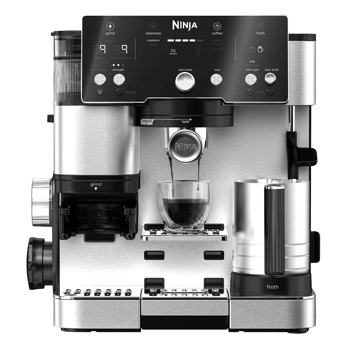NINJA ES501EU Luxe Essential Ημιαυτόματη Μηχανή Espresso 1650W Ασημί
