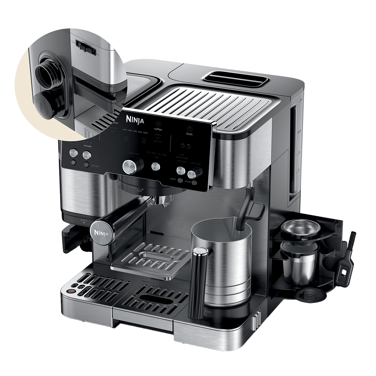 NINJA ES501EU Luxe Essential Ημιαυτόματη Μηχανή Espresso 1650W Ασημί - 2