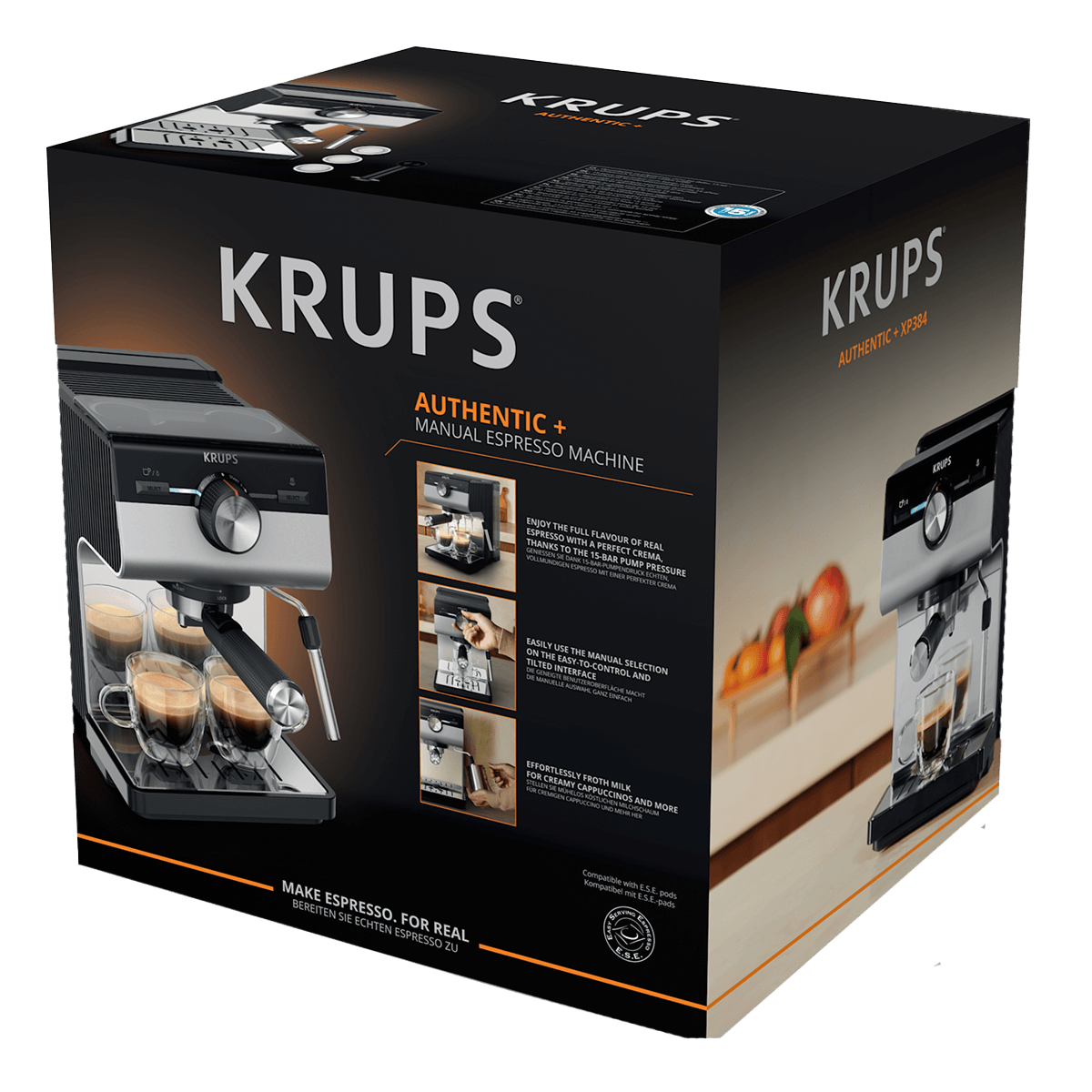 KRUPS XP384E10 Authentic+ C90 Χειροκίνητη Μηχανή Espresso Μαύρο - 5