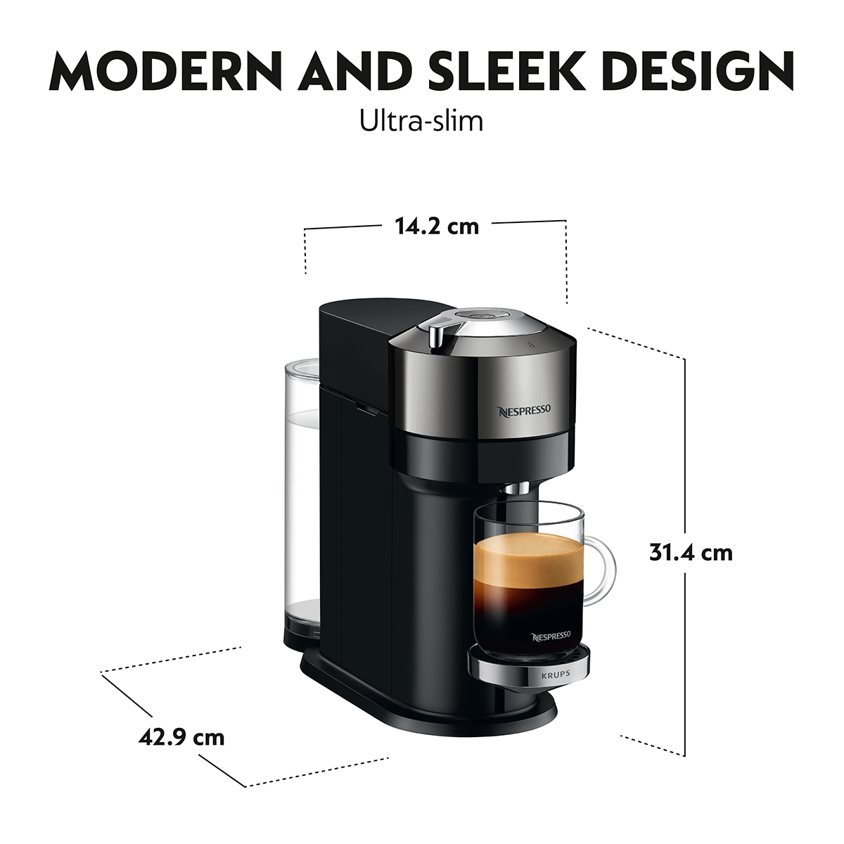 KRUPS XN910C Μηχανή Καφέ Nespresso Vertuo Next Deluxe Dark Chrome - 6
