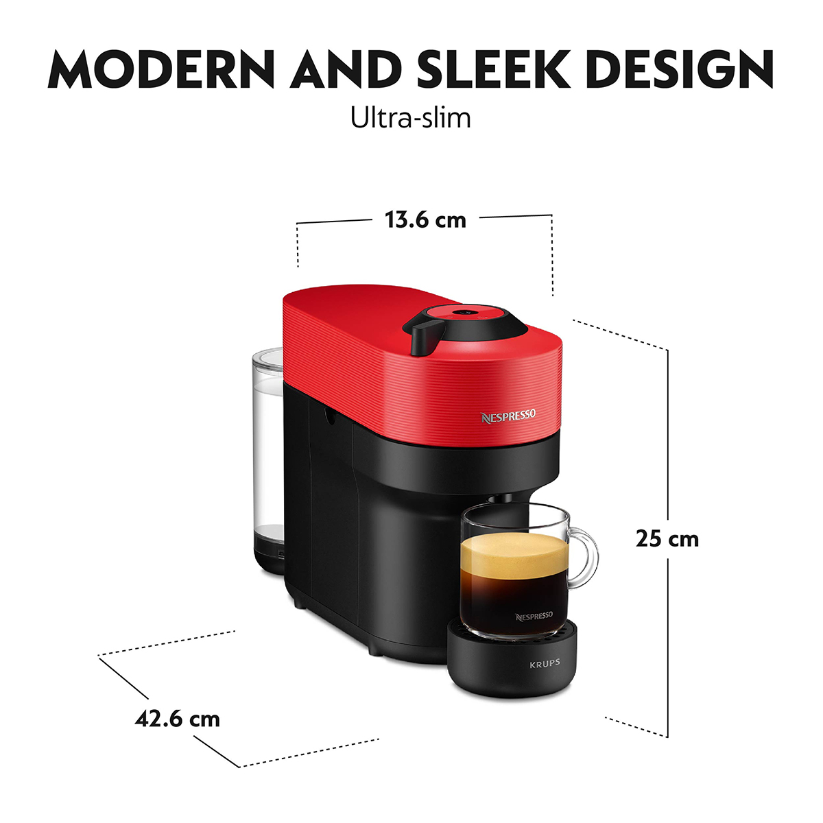 KRUPS XN9205 Μηχανή Καφέ Nespresso Vertuo Pop Red - 6