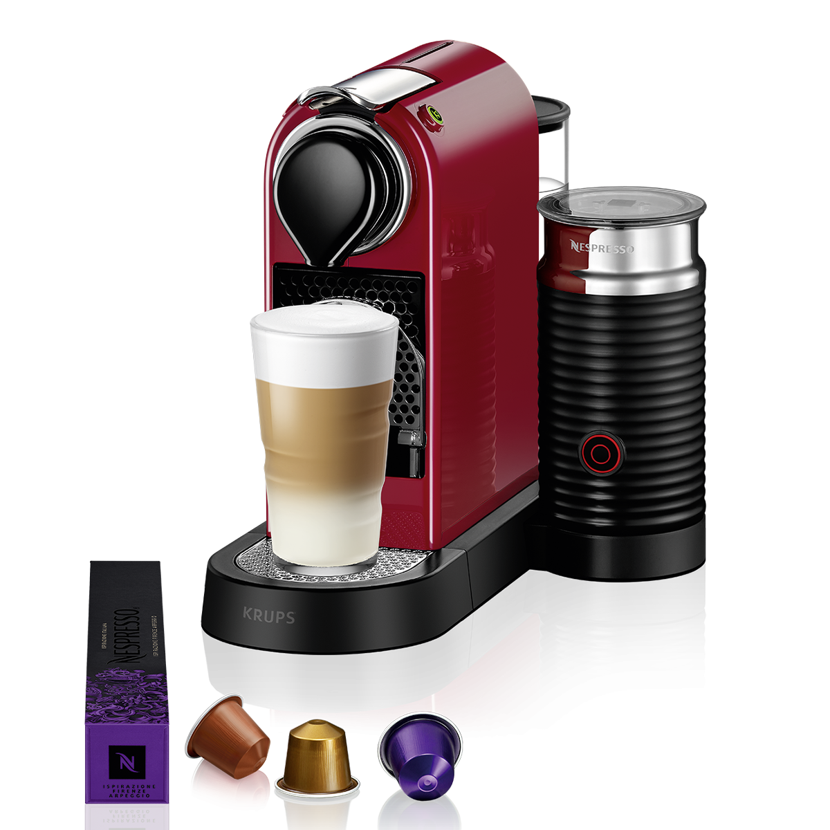 KRUPS XN7615V Μηχανή Καφέ Nespresso Original Citiz & Milk Cherry Red
