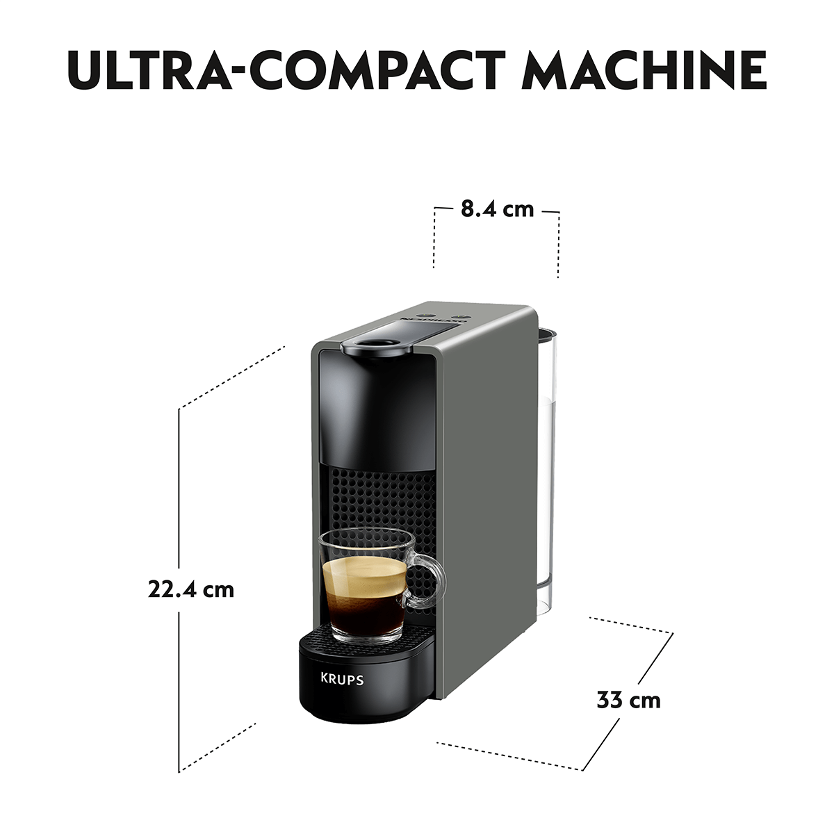 KRUPS XN110BV Μηχανή Καφέ Nespresso Original Essenza Mini Grey - 6