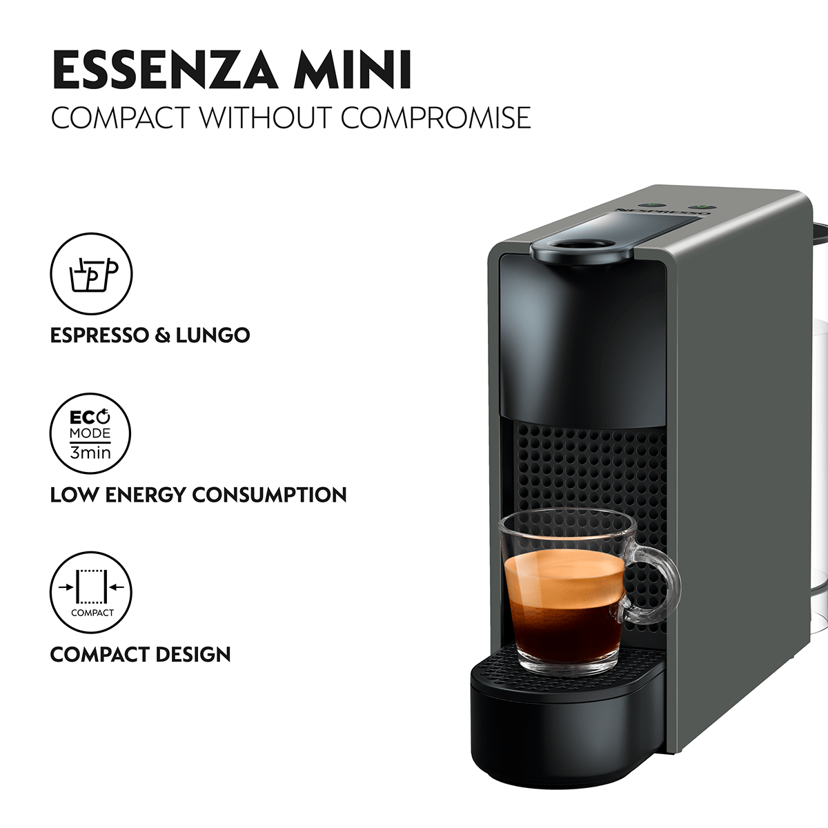 KRUPS XN110BV Μηχανή Καφέ Nespresso Original Essenza Mini Grey - 7