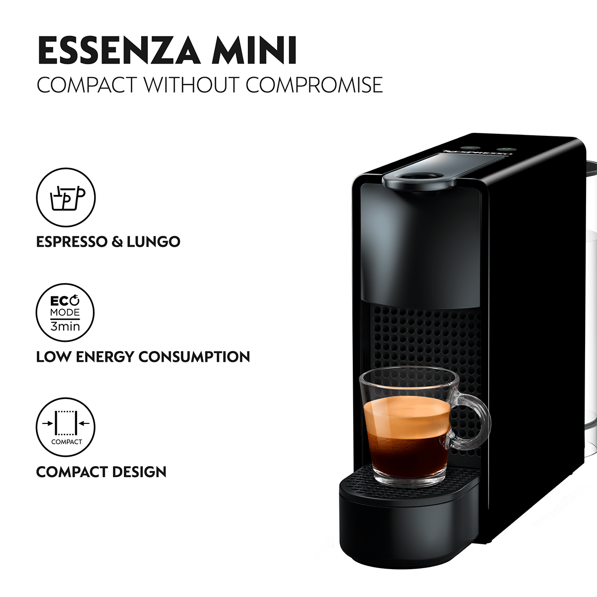 KRUPS XN1118V Μηχανή Καφέ Nespresso Original Essenza Mini & Aeroccino Black - 7