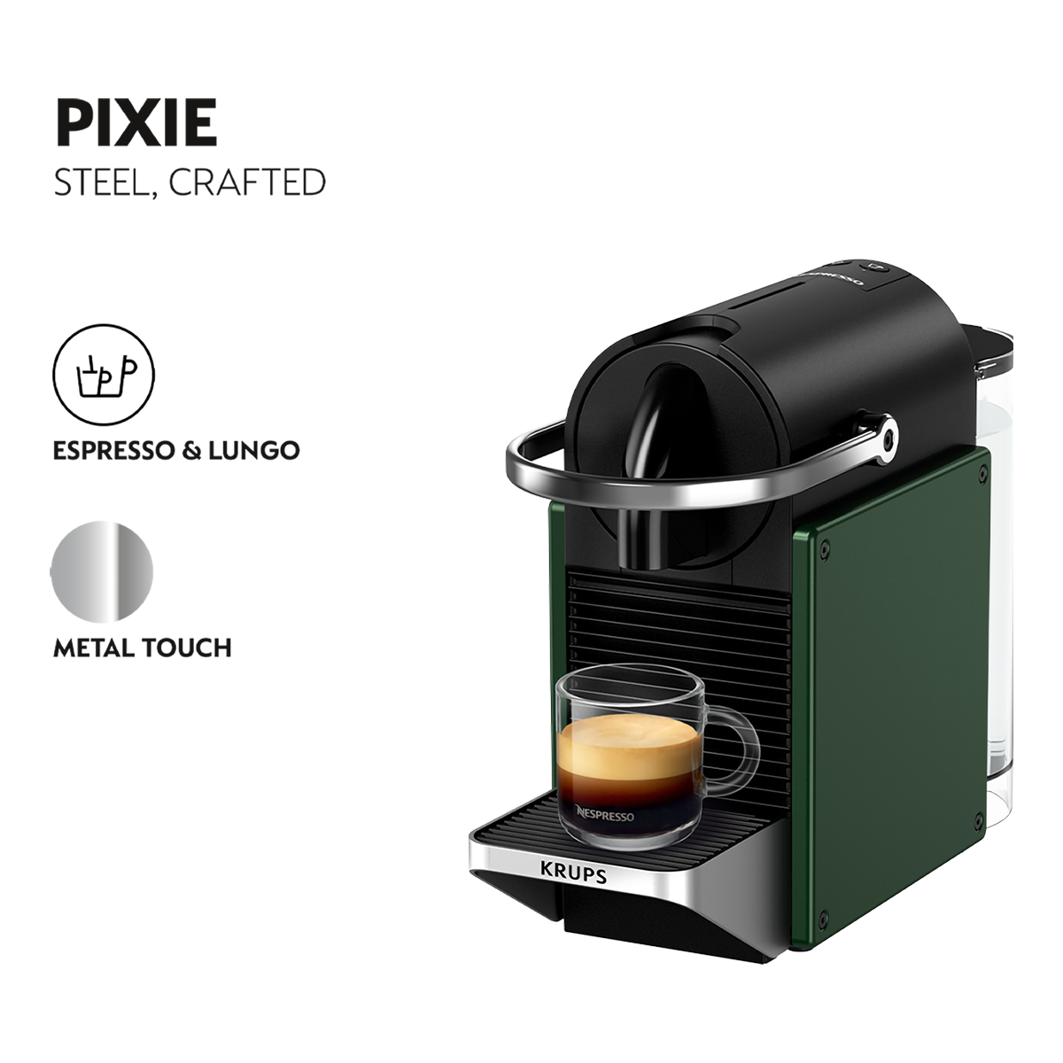 KRUPS XN3063V Μηχανή Καφέ Nespresso Original Pixie Dark Green - 7