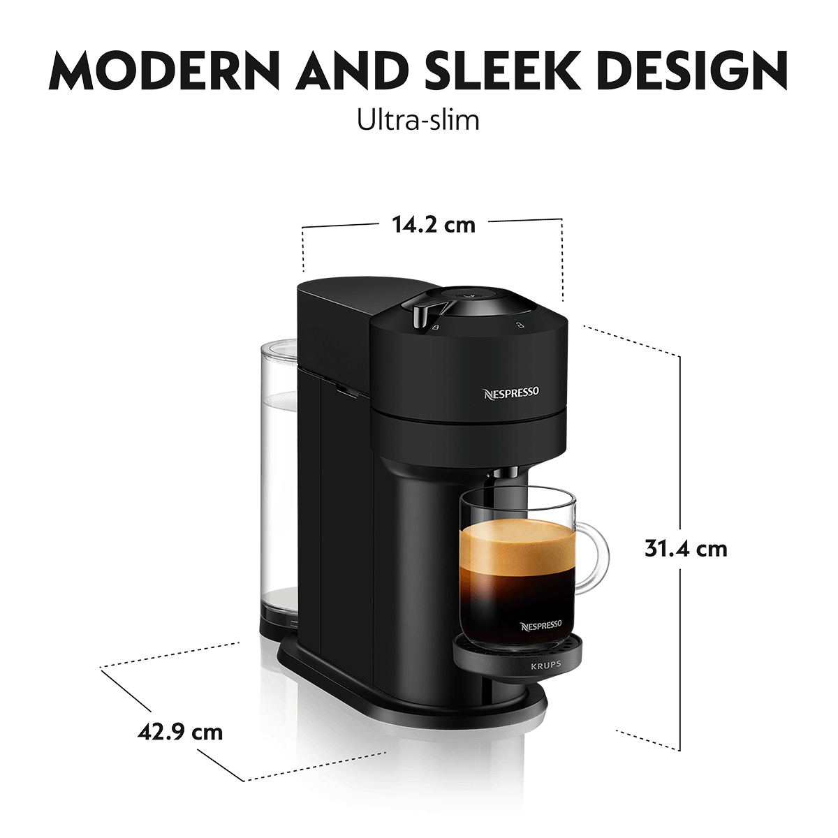 KRUPS XN910NS Μηχανή Καφέ Nespresso Vertuo Next Matt Black - 6