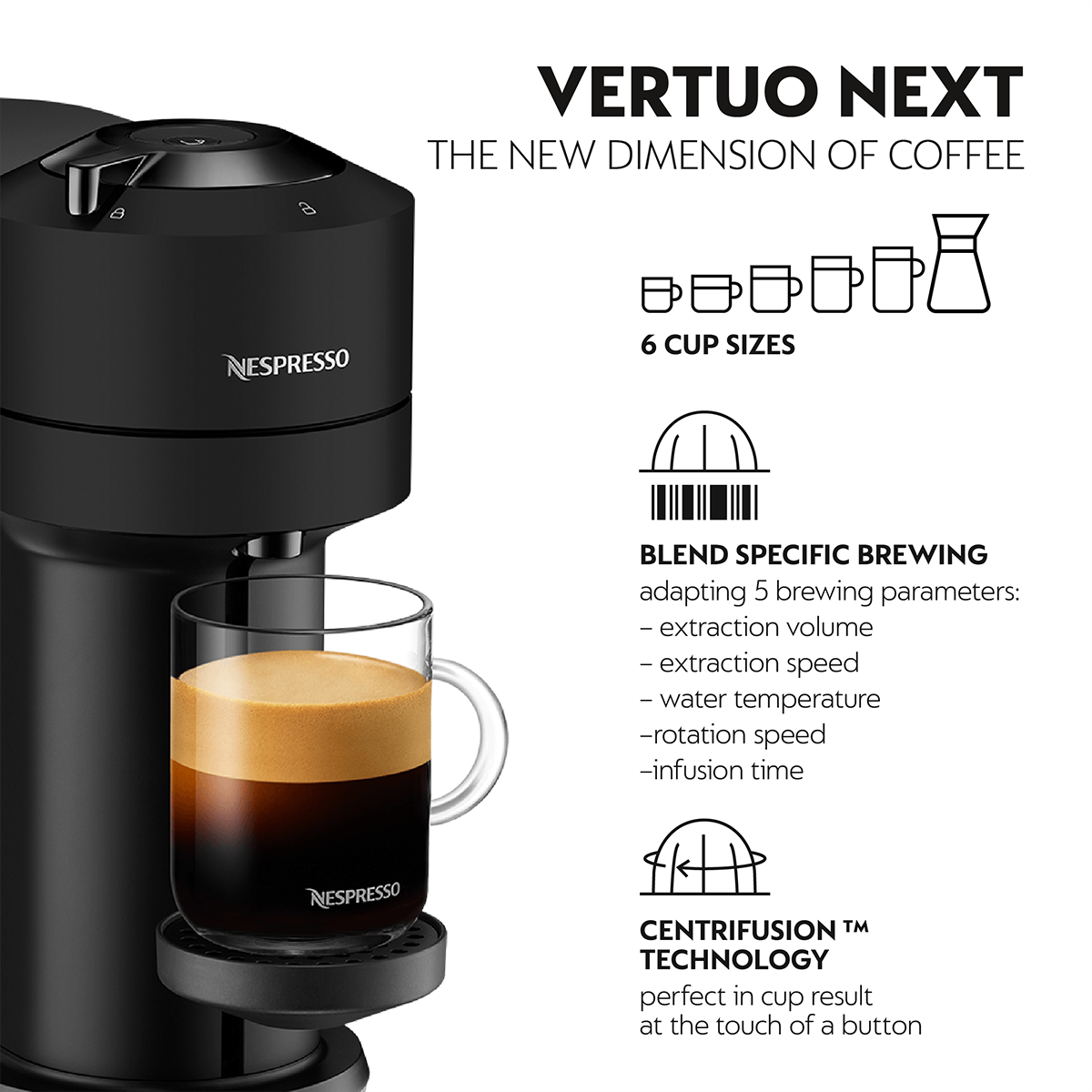 KRUPS XN910NS Μηχανή Καφέ Nespresso Vertuo Next Matt Black - 7