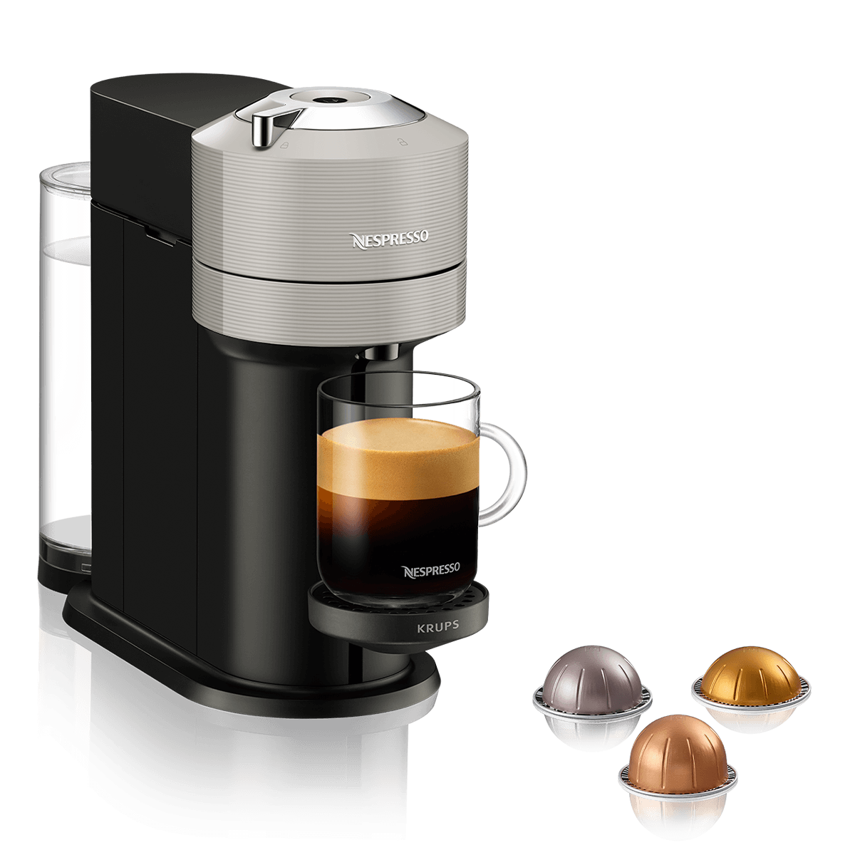 KRUPS XN910B Μηχανή Καφέ Nespresso Vertuo Next Light Grey