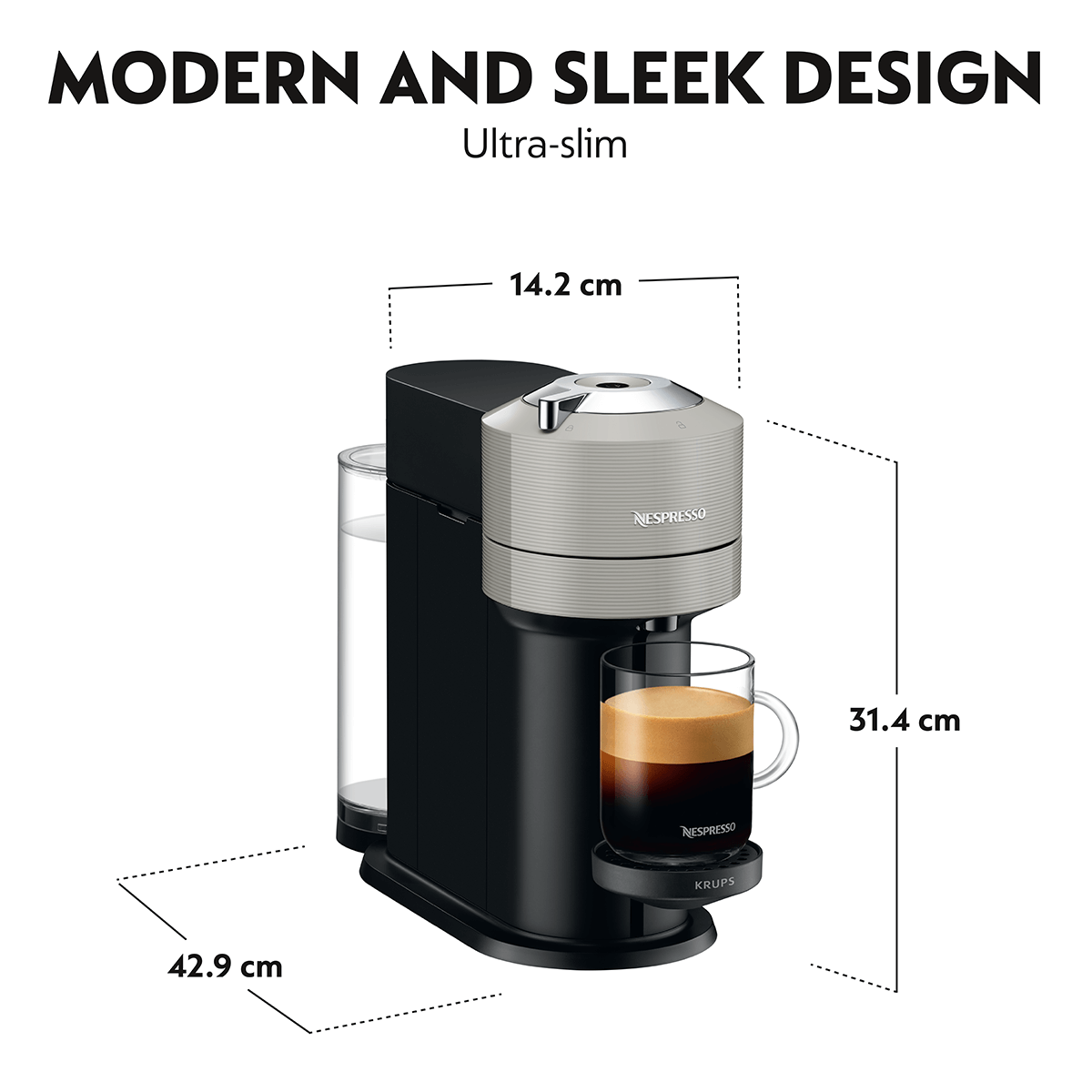 KRUPS XN910B Μηχανή Καφέ Nespresso Vertuo Next Light Grey - 6