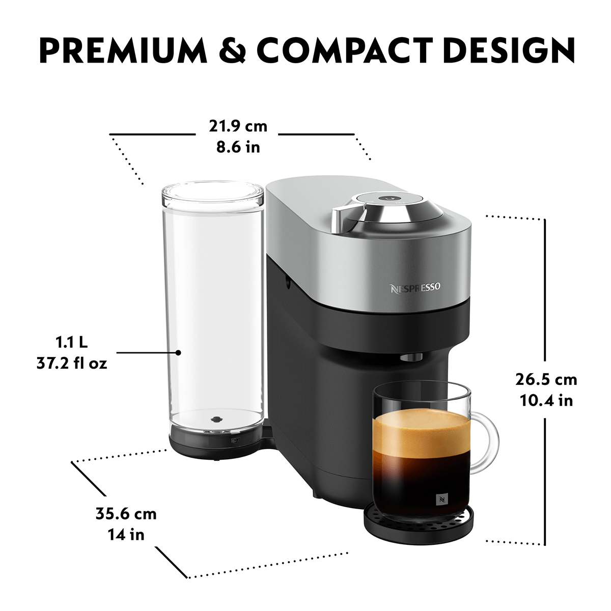 KRUPS XN930T Μηχανή Καφέ Nespresso Vertuo Pop+ Titan - 6
