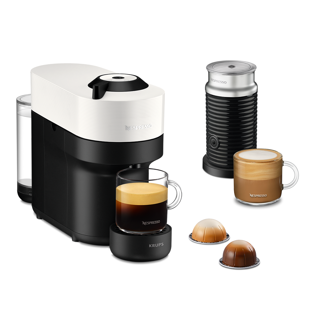 KRUPS XN9211 Μηχανή Καφέ Nespresso Vertuo Pop & Aeroccino Coconut White