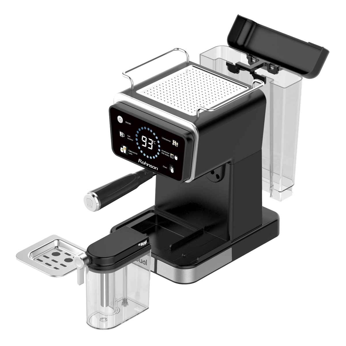 ROHNSON R-98082 Barista Dual Μηχανή Espresso 1350W Ασημί - 4