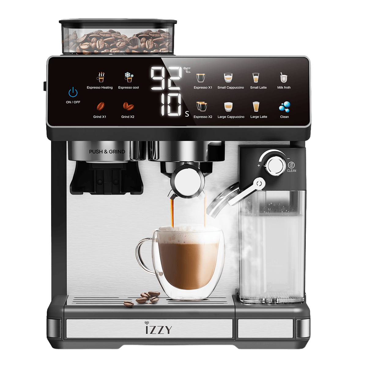 IZZY IZ-6028 Barista Expert Ημιαυτόματη Μηχανή Espresso 1450W Ασημί