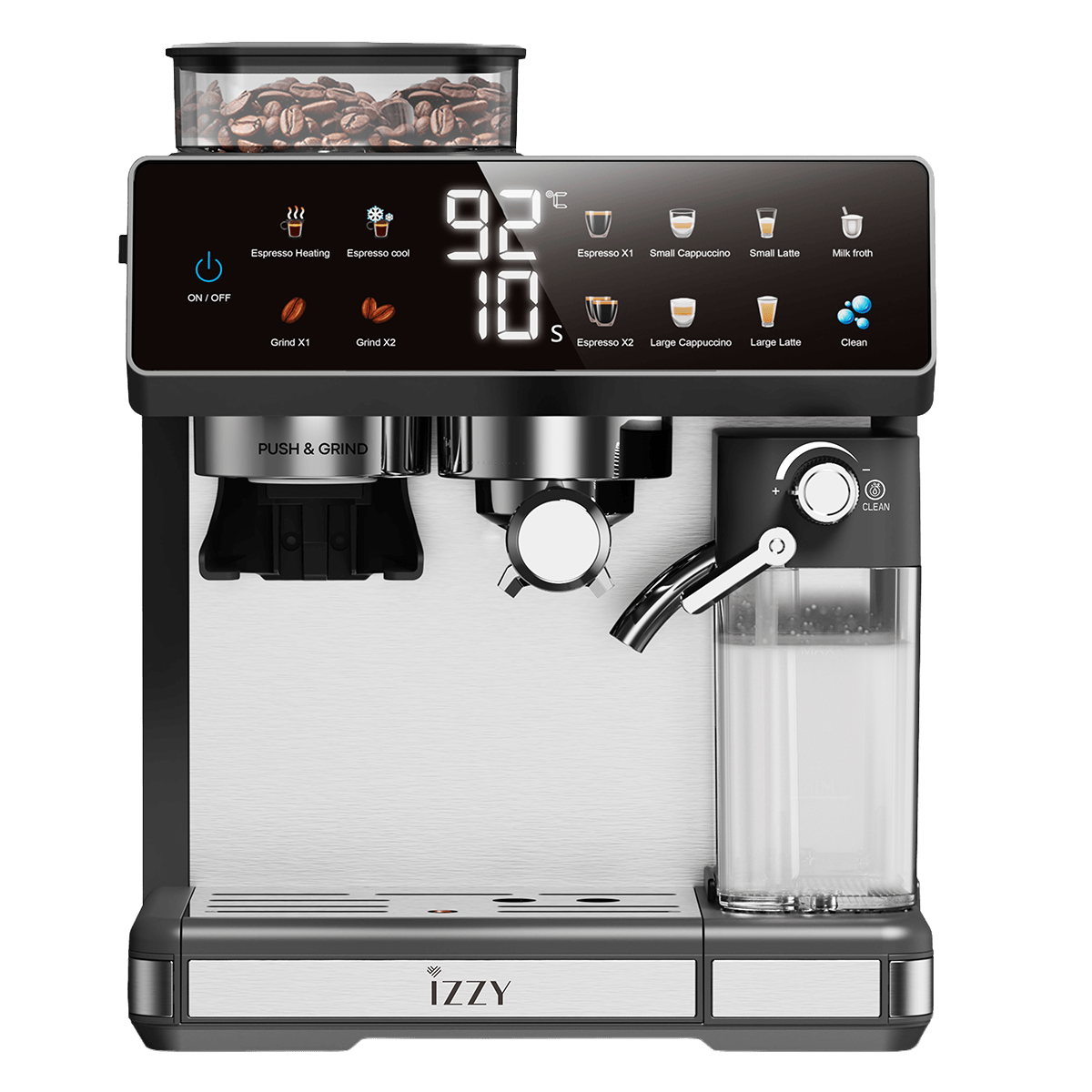 IZZY IZ-6028 Barista Expert Ημιαυτόματη Μηχανή Espresso 1450W Ασημί - 2