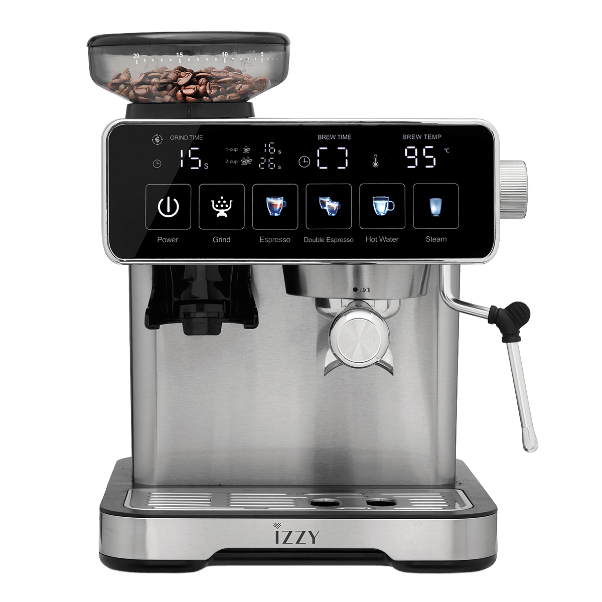 IZZY ΙΖ-6026 Home Barista Ημιαυτόματη Μηχανή Espresso 1500W Ασημί