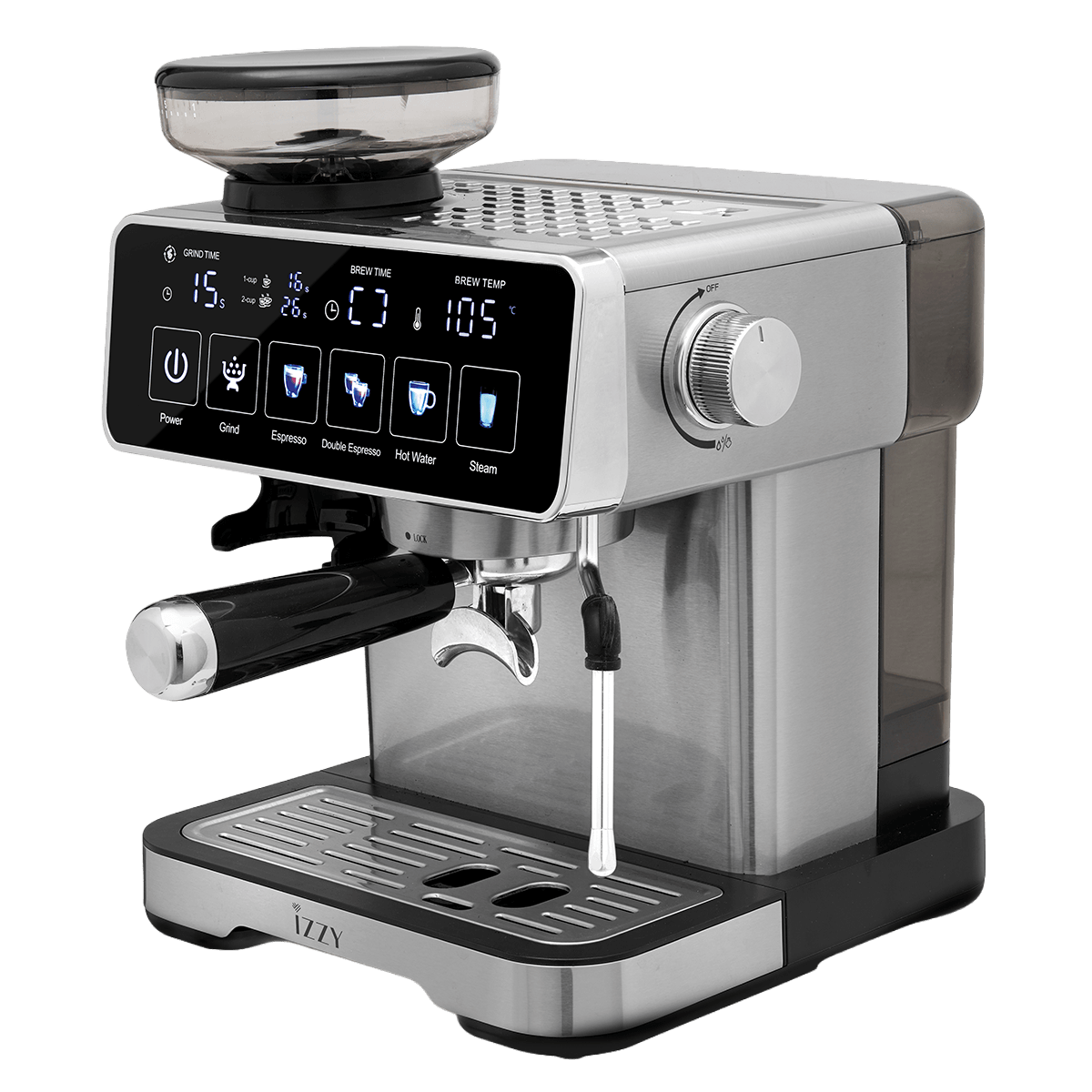 IZZY ΙΖ-6026 Home Barista Ημιαυτόματη Μηχανή Espresso 1500W Ασημί - 2