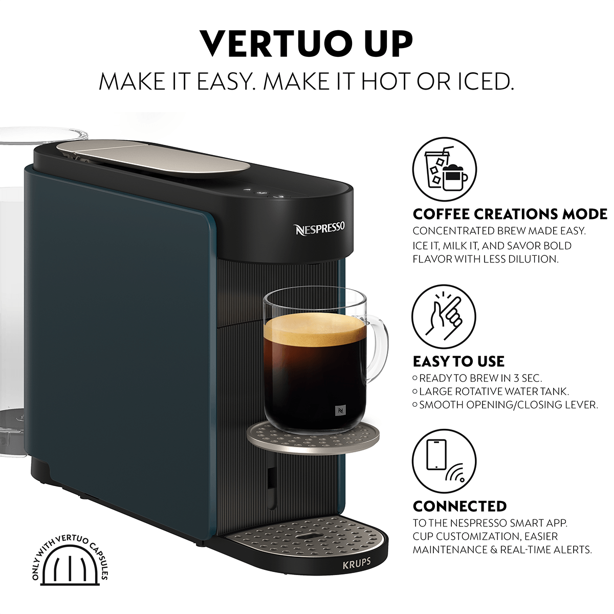 KRUPS XN9404 Μηχανή Καφέ Nespresso Vertuo Up Ocean Blue - 5