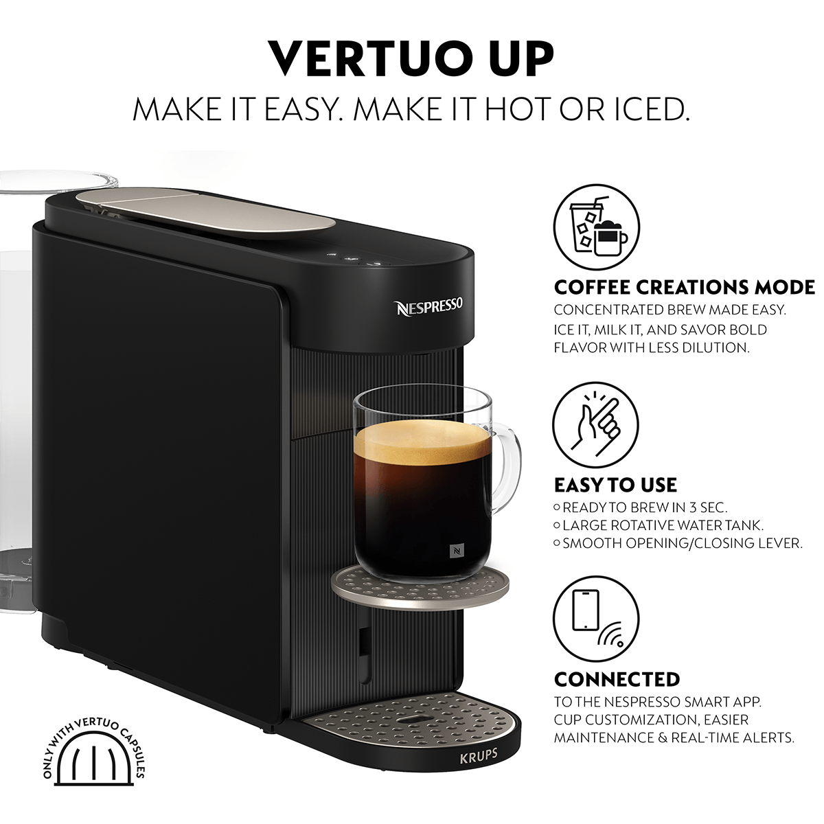 KRUPS XN9418 Μηχανή Καφέ Nespresso Vertuo Up Aero Black - 5