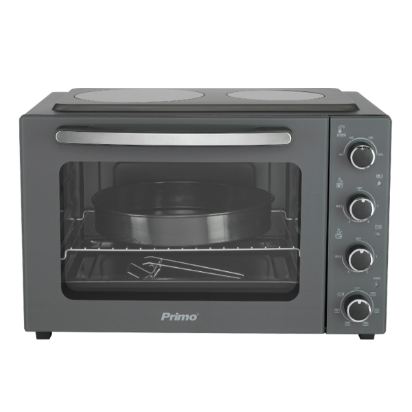 PRIMO PREO-40456NS Φουρνάκι Με 2 Κεραμικές Εστίες 50L Με Αέρα & Υάλινη Πρόσοψη