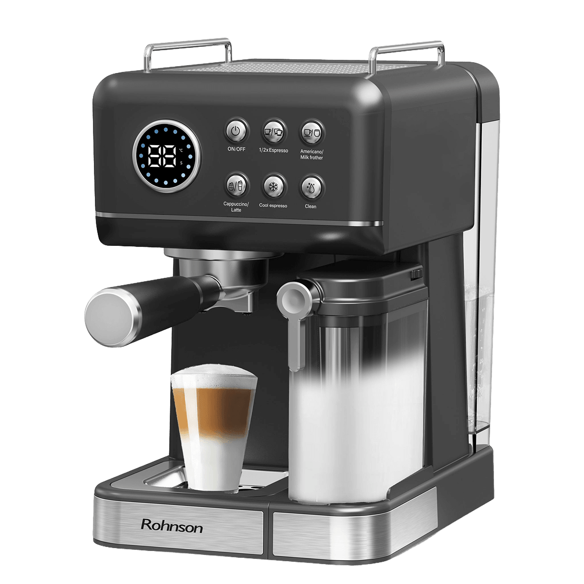 ROHNSON R-98087 Hot & Cold Μηχανή Espresso & Cappuccino 1350W Black - 2