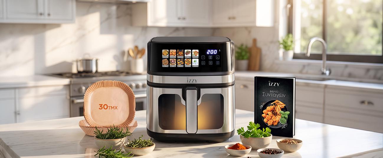 IZZY IZ-8280 Digital Φριτέζα Αέρος 8Lt Μαύρο