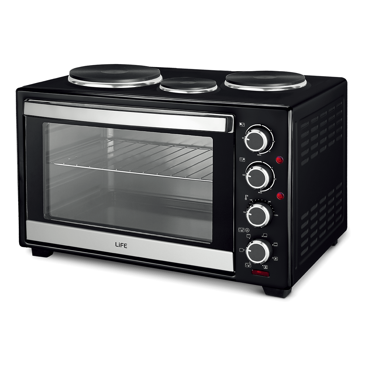 LIFE 221-0538 483 Ηλεκτρικό Κουζινάκι 48Lt & 3 Εστίες 3200W Black