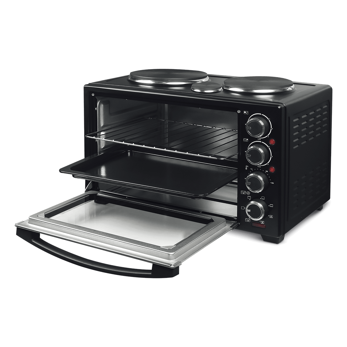 LIFE 221-0538 483 Ηλεκτρικό Κουζινάκι 48Lt & 3 Εστίες 3200W Black - 2