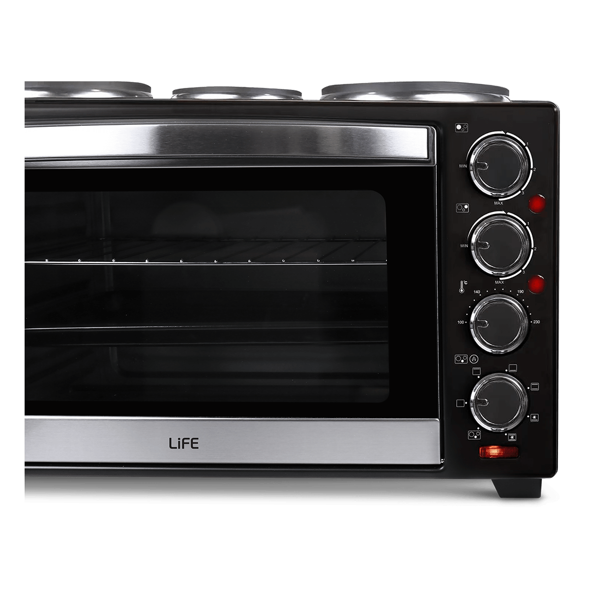 LIFE 221-0538 483 Ηλεκτρικό Κουζινάκι 48Lt & 3 Εστίες 3200W Black - 4